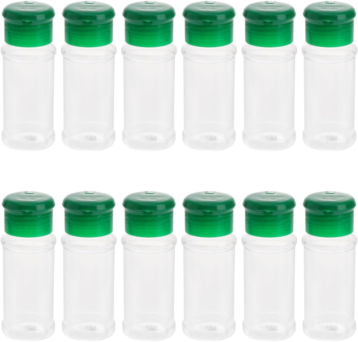 Plastic Seasoning Bottle Set 12 Pack 1.57X1.57X4.13 Inch Clear Spice Jars with Rotatable Sealed Lids for Salt Pepper Sugar Coarse Spices Ideal for Kitchen and Outdoor Bbq