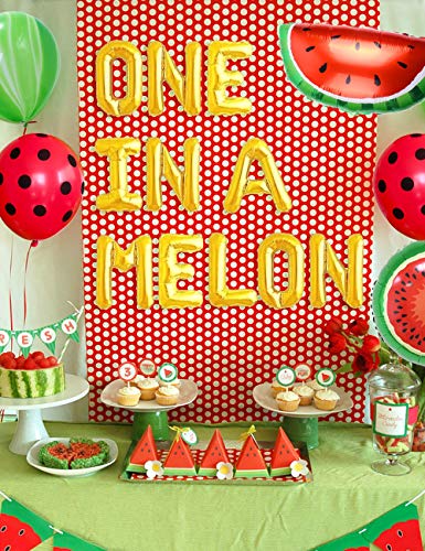Watermelon Party Decorations For First Birthday, One In A Melon Balloons, Number 1 Balloon, Watermelon Balloons For Kids' 1St Birthday Supplies #TOP1