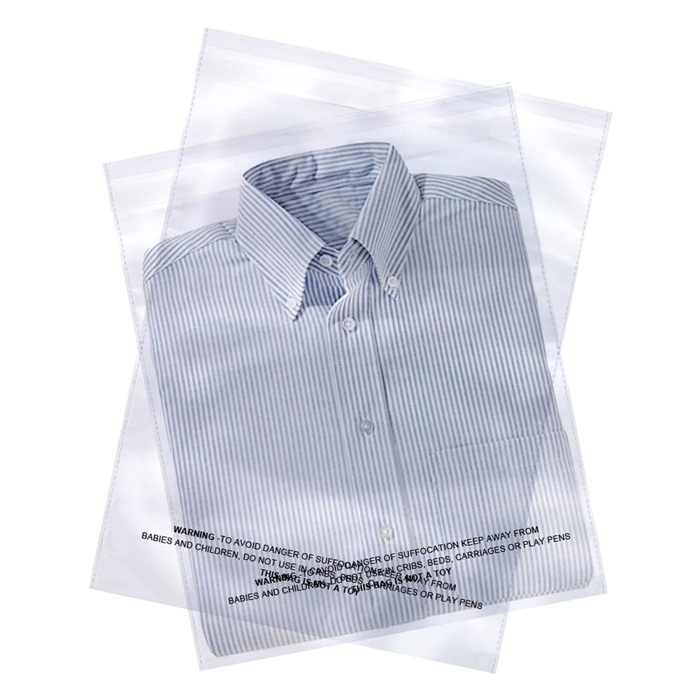 The Elixir Packaging 100 Count 11 x 14 Suffocation Warning Clear Reclosable Poly Bag, Various Size