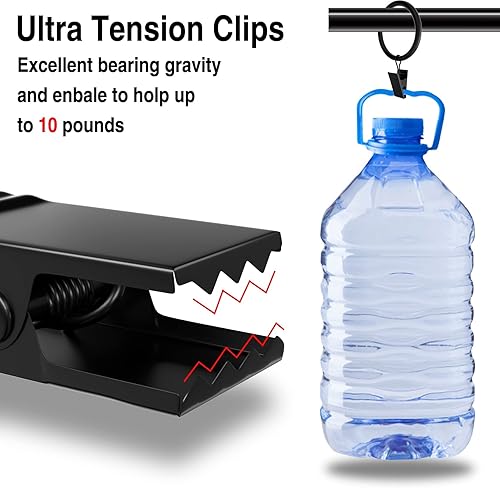 Miniatura 10 de 100 anillos de cortina con ganchos de clips de 1.26 pulgadas, anillos de cortina de acero inoxidable de metal mate a prueba de óxido para soporte de