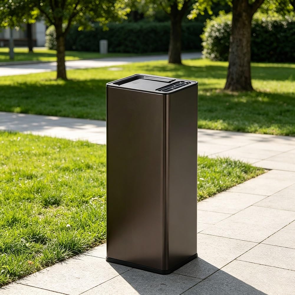 zktoermn Outdoor Rectangular Soot Column, Metal Trash Disposal Receptacle, Vertical Cigarette Pedicle for Home Office Restaurant Lobby Store(Gray,30x20x65cm)