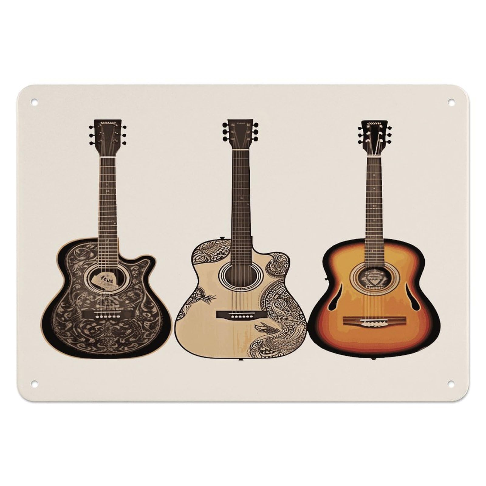 Btcowzrv Style Guitar Metal Sign, 5.5" X 7.9" Tin Wall Decor, Wall Art Plaques For Home Wedding Decor Room Living Room Decoration