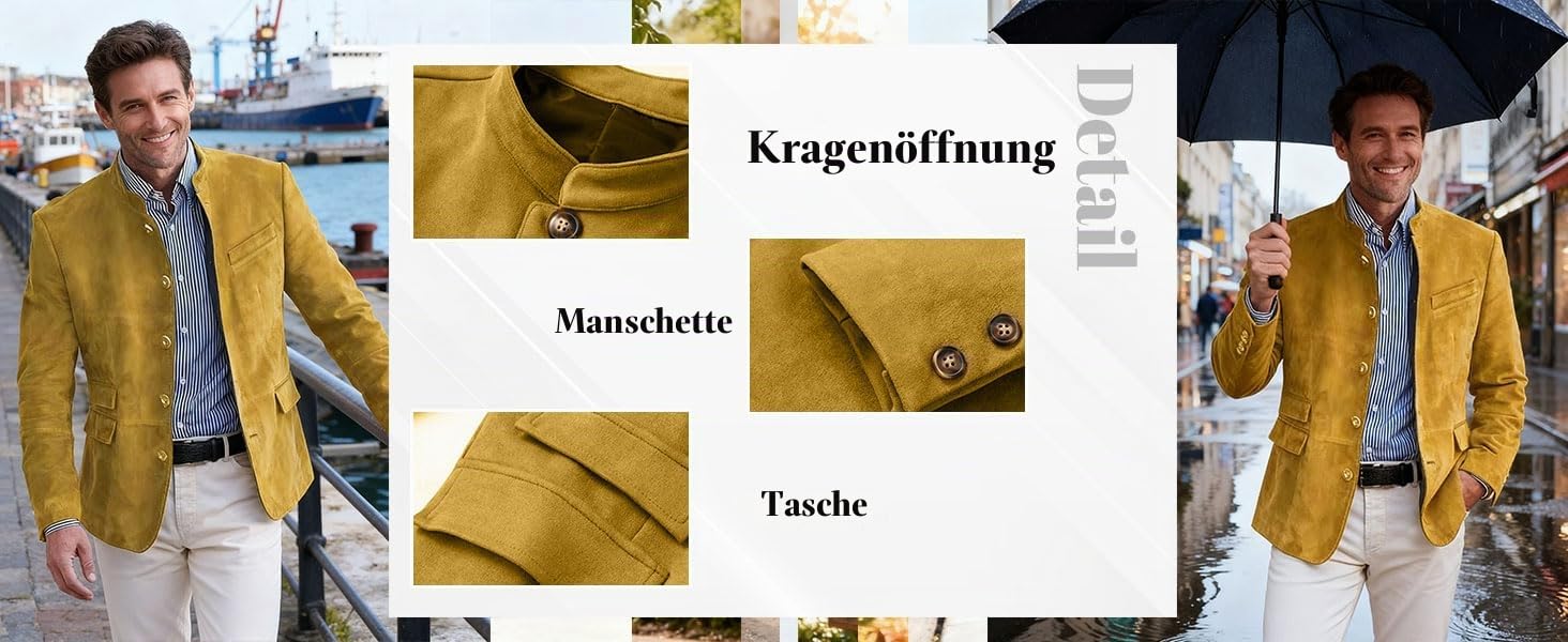 SOOUICKER Sakko Herren Sportlich Modern Jackett Vintage Blazer Casual Übergangsjacke Business Kurzmantel Elegant Bomberjacke Winter Anzugjacke Outdoor
