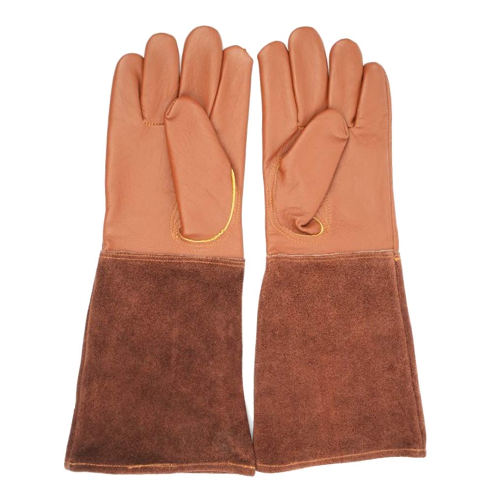 Guantes de Trabajo, un par de Cuero Trabajo Estirable muñeca Dura Masa de Vaca funcionando - marrón, m (Color : Brown, Size : S)