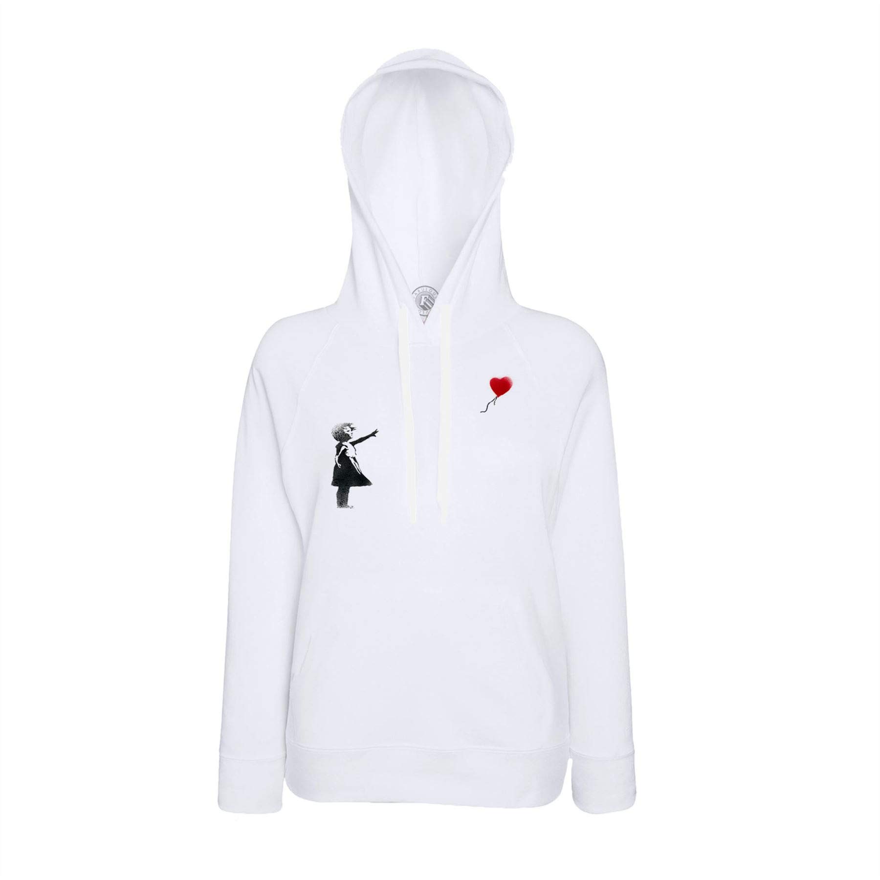Sweat Banksy enfant à capuche pull fillette ballon rouge cœur coton - 2