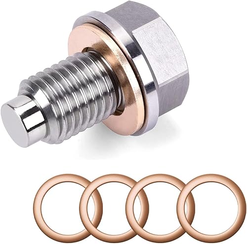 Paquete de 1 tapón de drenaje de aceite de motor de aluminio M12x1.25 con 5 juntas, tapón de drenaje resistente para sumidero de aceite, se adapta a