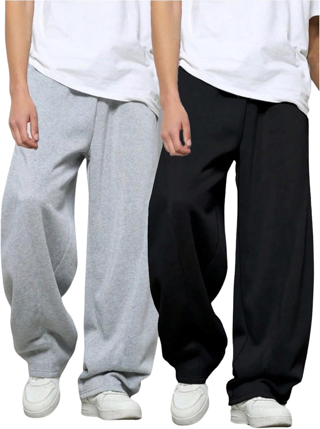 GORGLITTER Boy's Baggy Sweatpants 2 Piece Wide Leg Elastic Waist Jogger Sweat Pants with Pockets