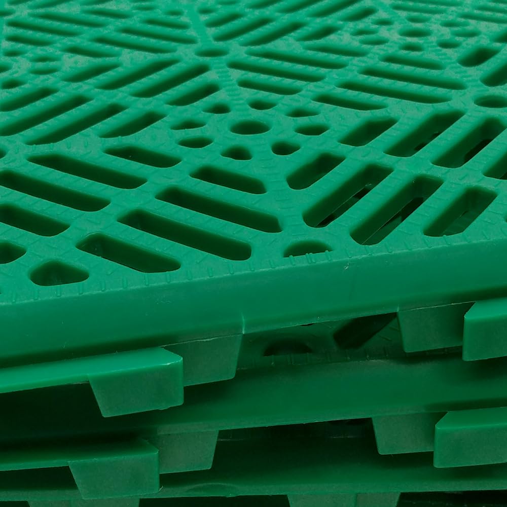 Pack 12 losetas plastico antihumedades para Suelos autoventiladas 30X30x1.5cm (Verde)