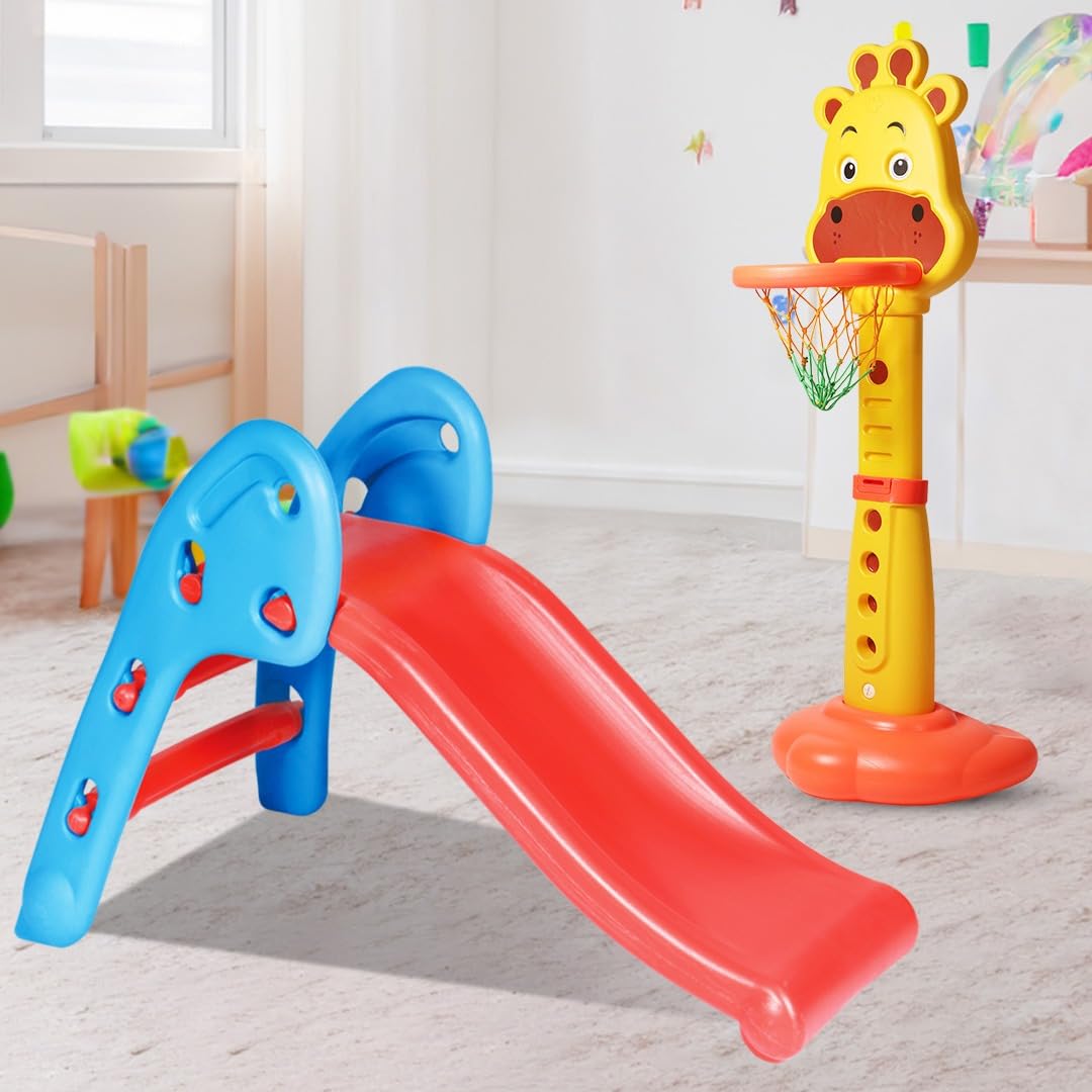Playgro Combo Pack My First Slide & 3 in 1 Giraffe Basketball Sports Activity Toys for Kids & Toddlers Slides | Use Indoor/Outdoor | Safe & Fun Playground Toys for Kids | Age Group 24 + Months (B0CX5D7YSJ) Amazon Price History, Amazon Price Tracker