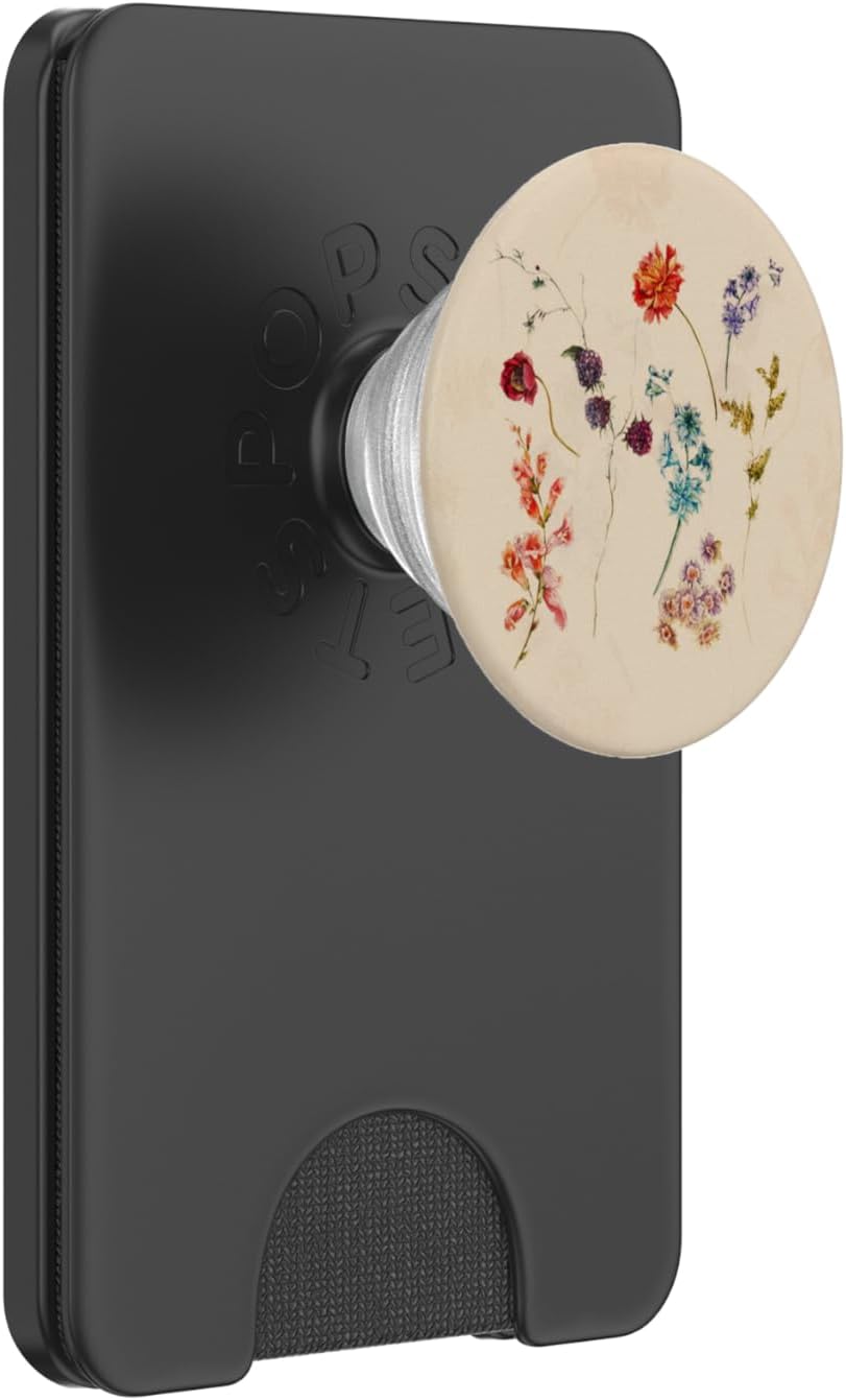 Cute Simple Wildflowers Pattern Design Floral on Beige PopSockets PopWallet for MagSafe