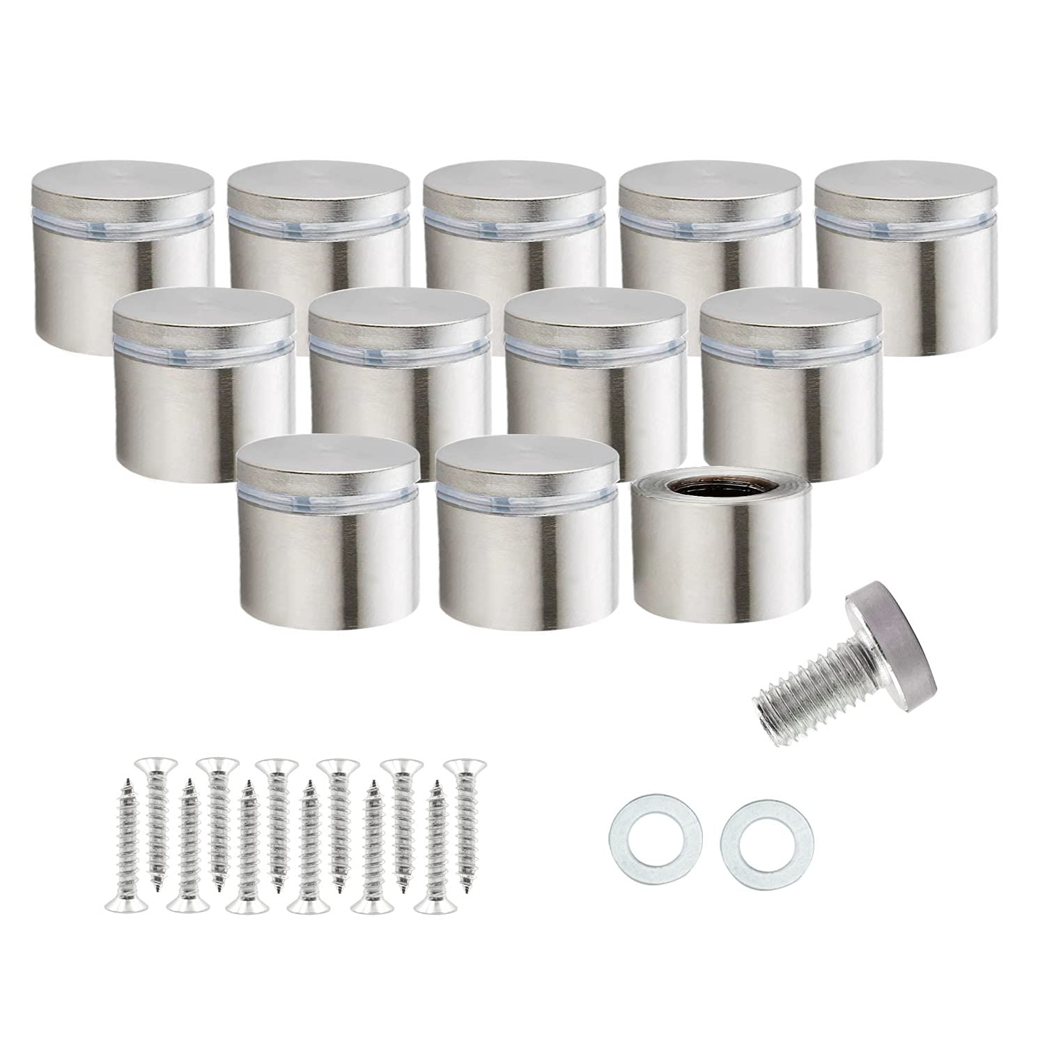 RuoFeng Stainless Steel Wall Mount Glass Standoff Holder Screw Nails Advertising Nails 12 Pcs (25x25mm)