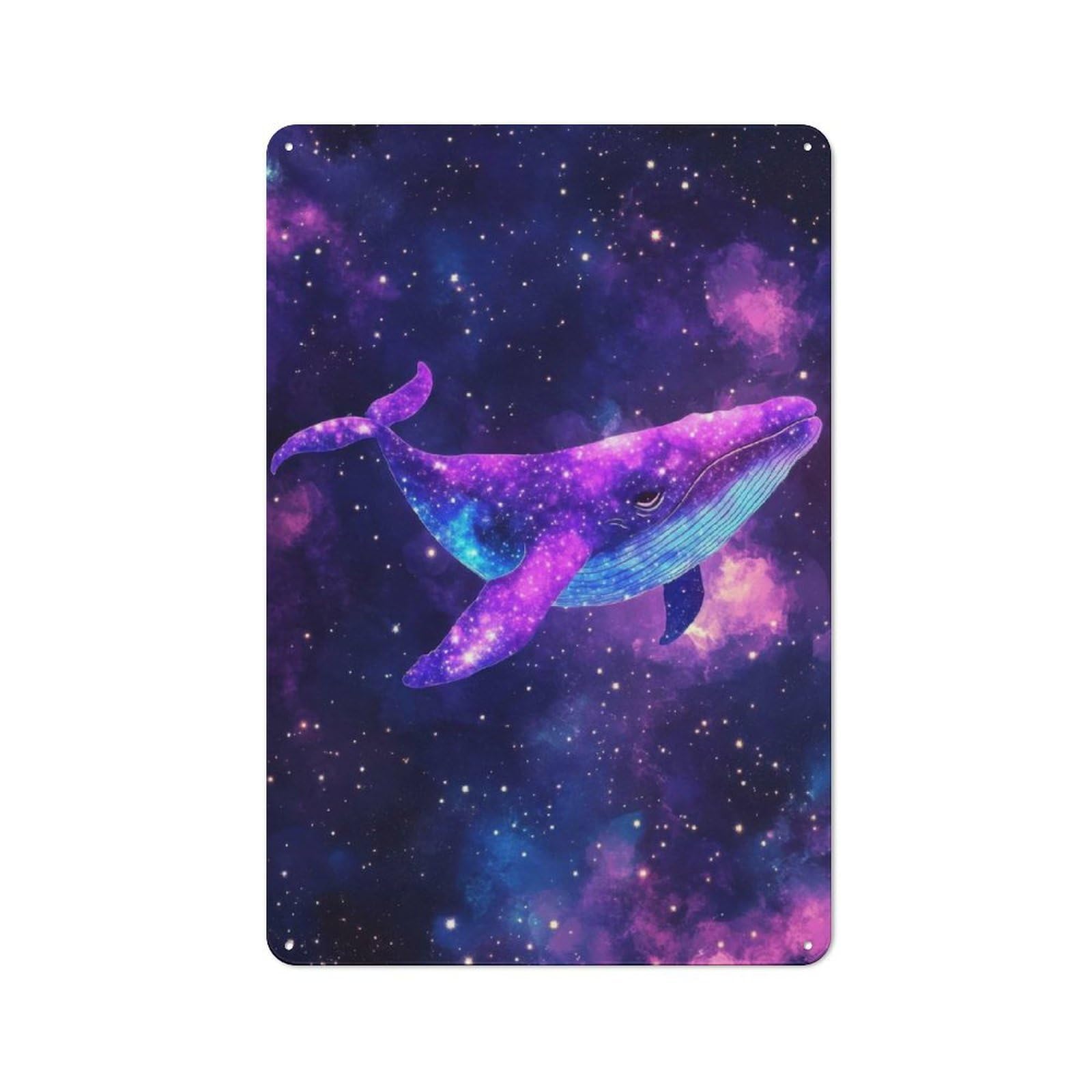 Junmoney Cosmic Whale In Starry Galaxy Tin Sign 30X20cm With For Café Or Home Bar, Rustic Decor, For Café-Style Decor Fans
