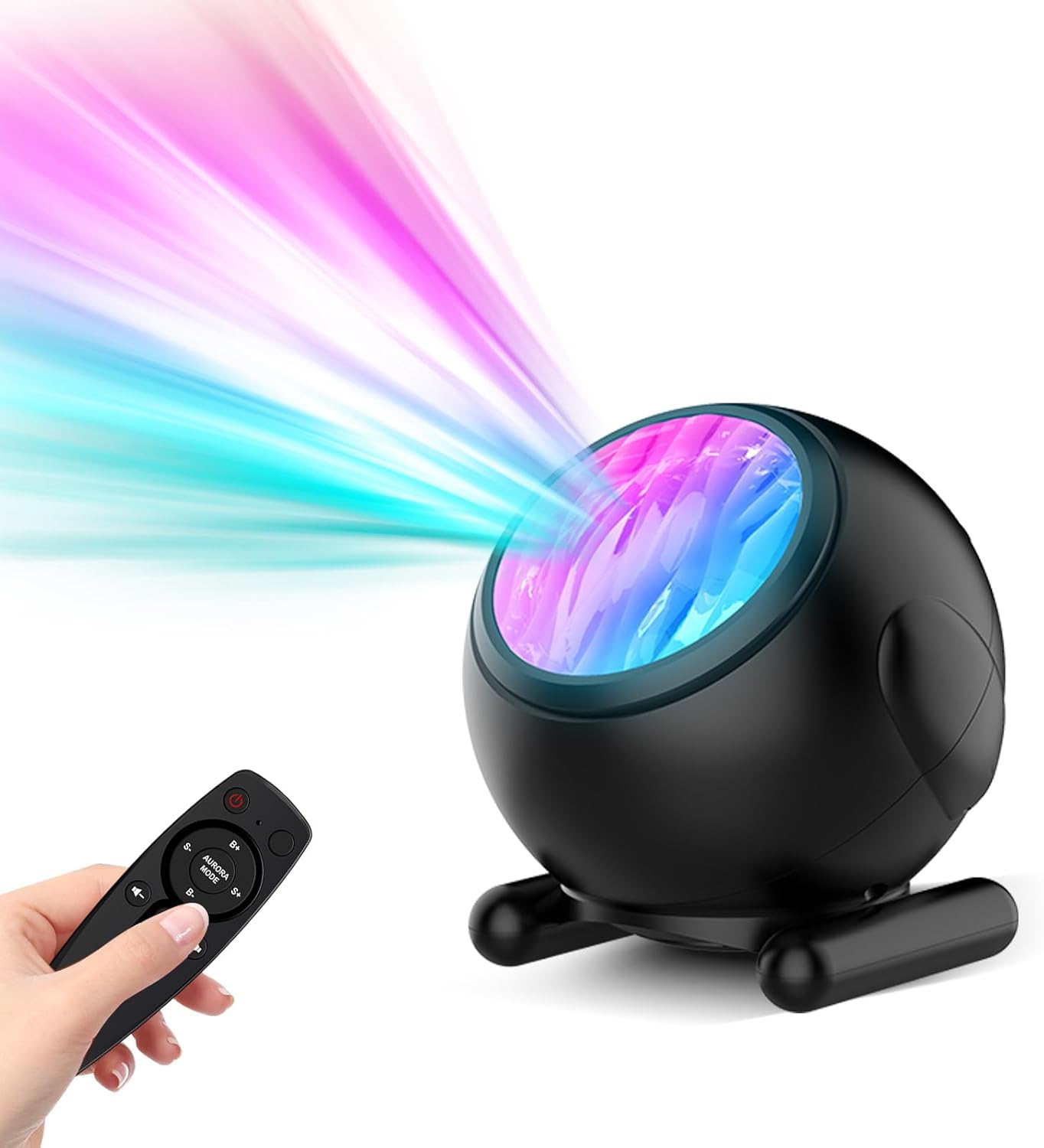 Northern Lights Projector with White Noise Remote Control 8 Aurora Effects Adjustable Galaxy Bedroom Light Sleep Aid Timer