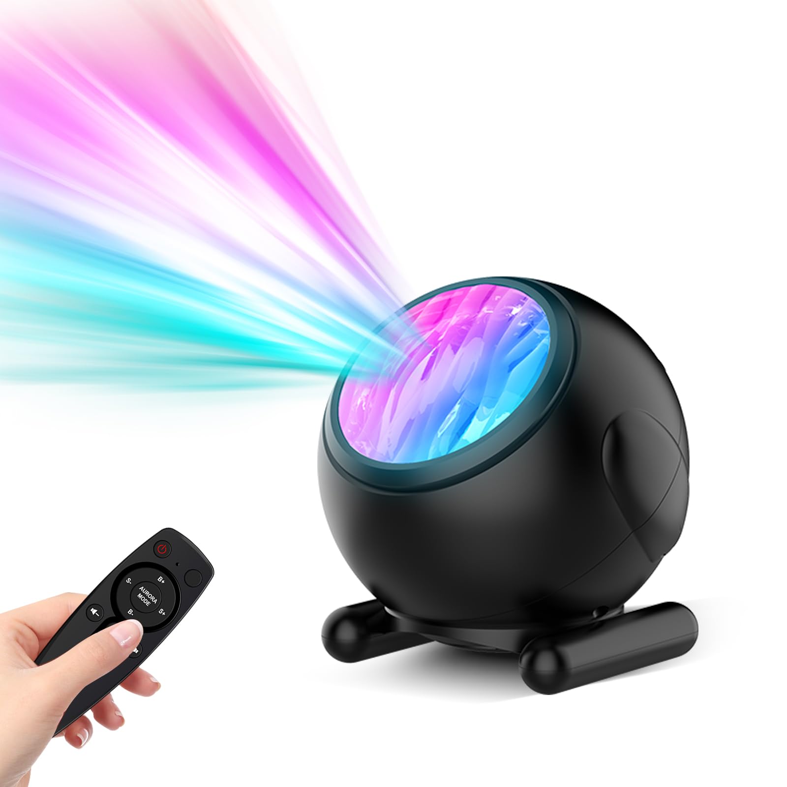 Northern Lights Projector with White Noise Remote Control 8 Aurora Effects Adjustable Galaxy Bedroom Light Sleep Aid Timer