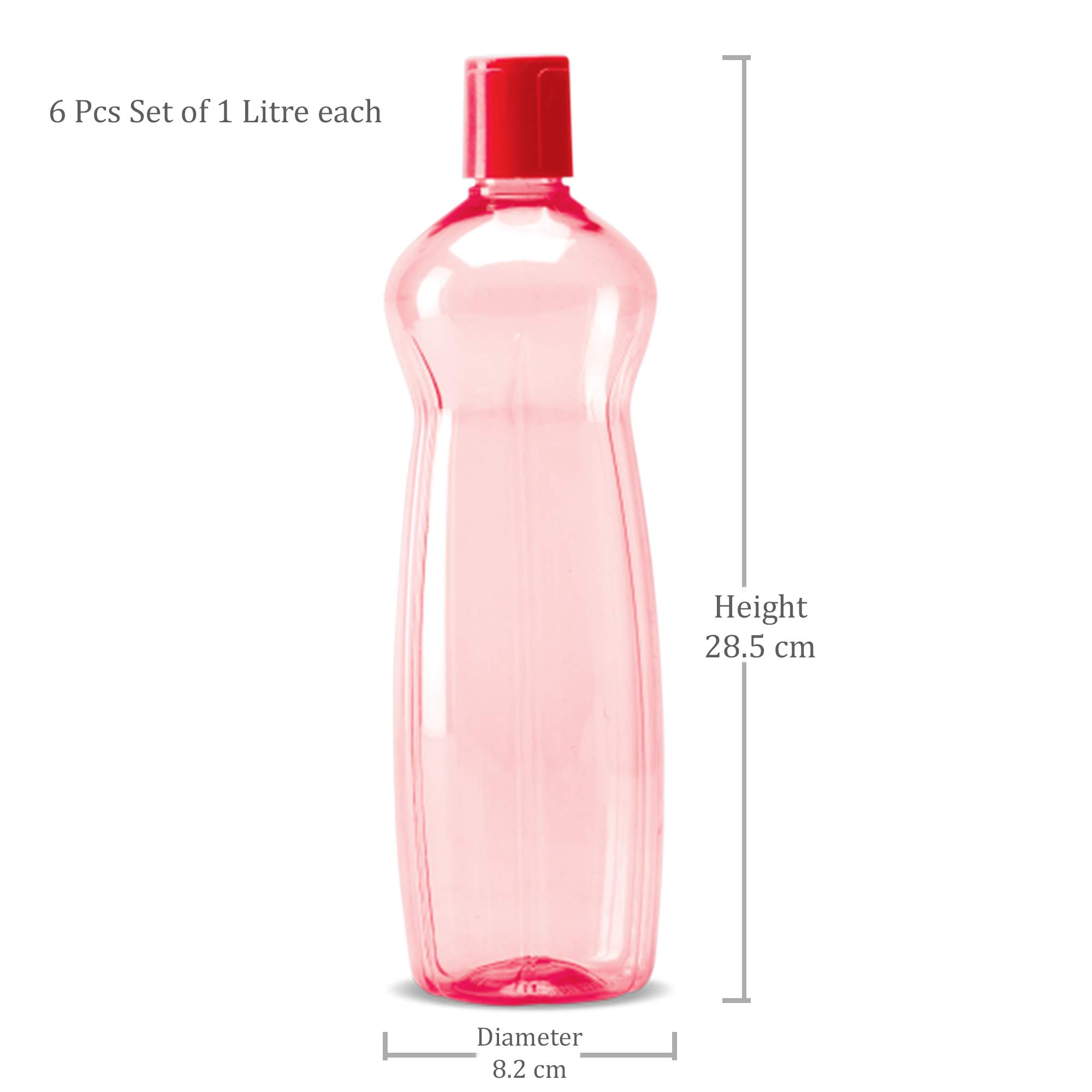 Milton Pacific 1000 Haustier-Trinkflaschen je 1 Liter | 6er Set | Rot | BPA-frei | auslaufsicher | Büroflasche | Fitnessflasche | Zuhause | Küche | Reiseflasche | Wandern | Trekkingflasche |