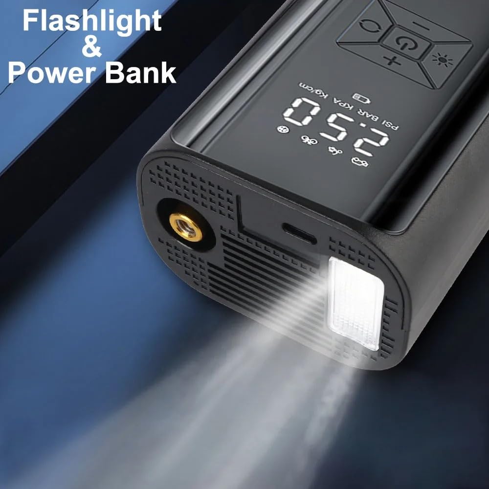 Pompa d'Aria Digitale | Con luce a LED Gonfiatore Per pneumatici wireless Compressore d'aria portatile LCD 150PSI 120W(C)
