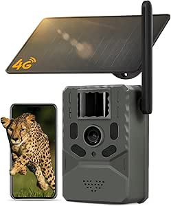 Cellular Trail Camera 4G Unlimited Data Plan Built-in SIM Card 2K Live Feed Game Camera 0.2s Trigger Solar Powered Trail Camera with Night Vision Motion Activated Waterproof IP66 asin的图片