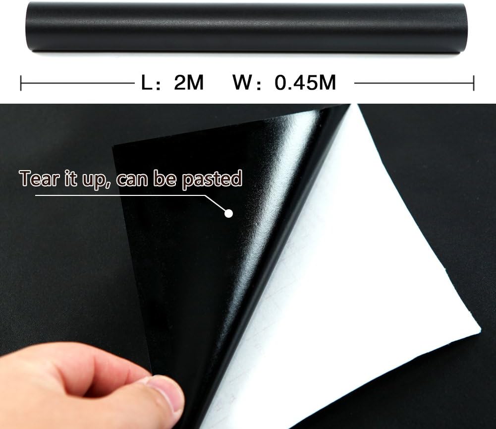 HANMERO® Matte Solid Color Peel and Stick Wallpaper,PVC,1.48'' x 6.56'',Black Roll for Kitchens Home Decor - Image 5
