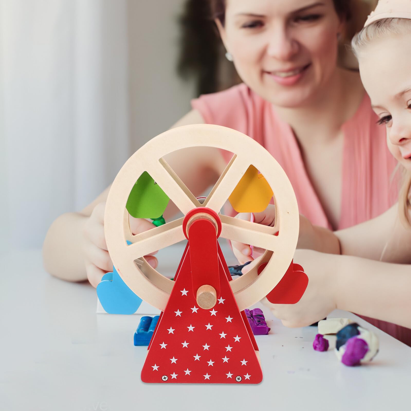 Juguete de Educación Temprana para Niños Rotación Manual de Madera, Diseño Divertido y Atractivo Desarrollo y Juego Interactivo en Familia Color Aleatorio