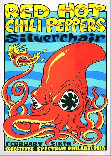 Red Hot Chili Peppers Affiche murale rétro vintage pour concert rock Format A3