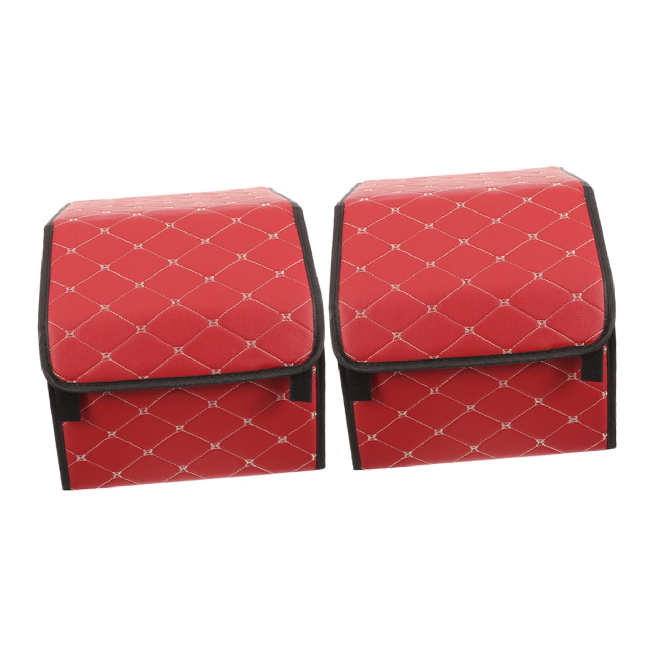OUNONA Caja Organizadora de Maletero de Vehículo Plegable 2 Piezas Pu Rojo