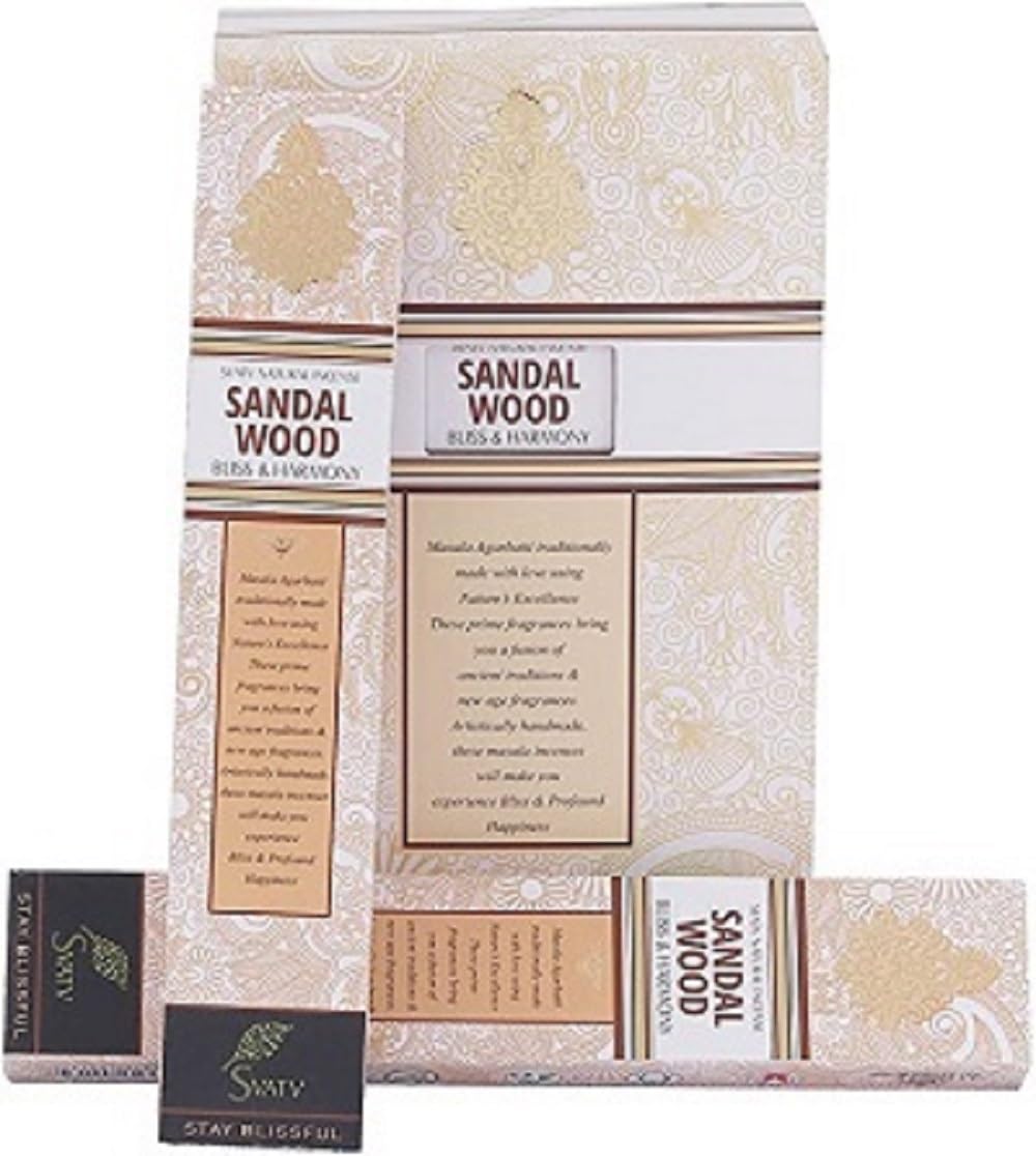 SVATV Herbal & Ancient Method Sandalwood Incense Stick with pack of 2 Incense for Meditation, Yoga, Spiritual, Aromatherapy Energy Cleansing & Calm Down The Mind - 15g x 2 incense | 30g | 1.05oz