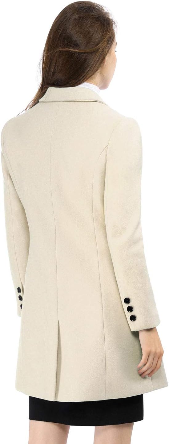 Allegra K Women's Winter Coat Elegant Notched Lapel Double Breasted Trench Coat - Image 5