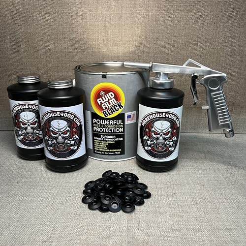 Fluid F1lm Black Gallon, Standard Economy Undercoating Gun, 3 Black Quart Bottles, and 50 Rust Plugs