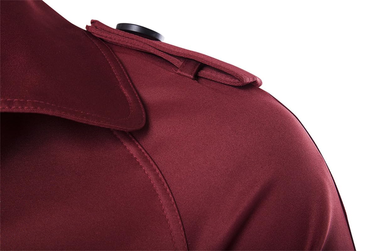 Suncolour Trench Lungo da Uomo, Trench Lungo Doppio Petto da Uomo, Trench Militare da Uomo con Cintura
