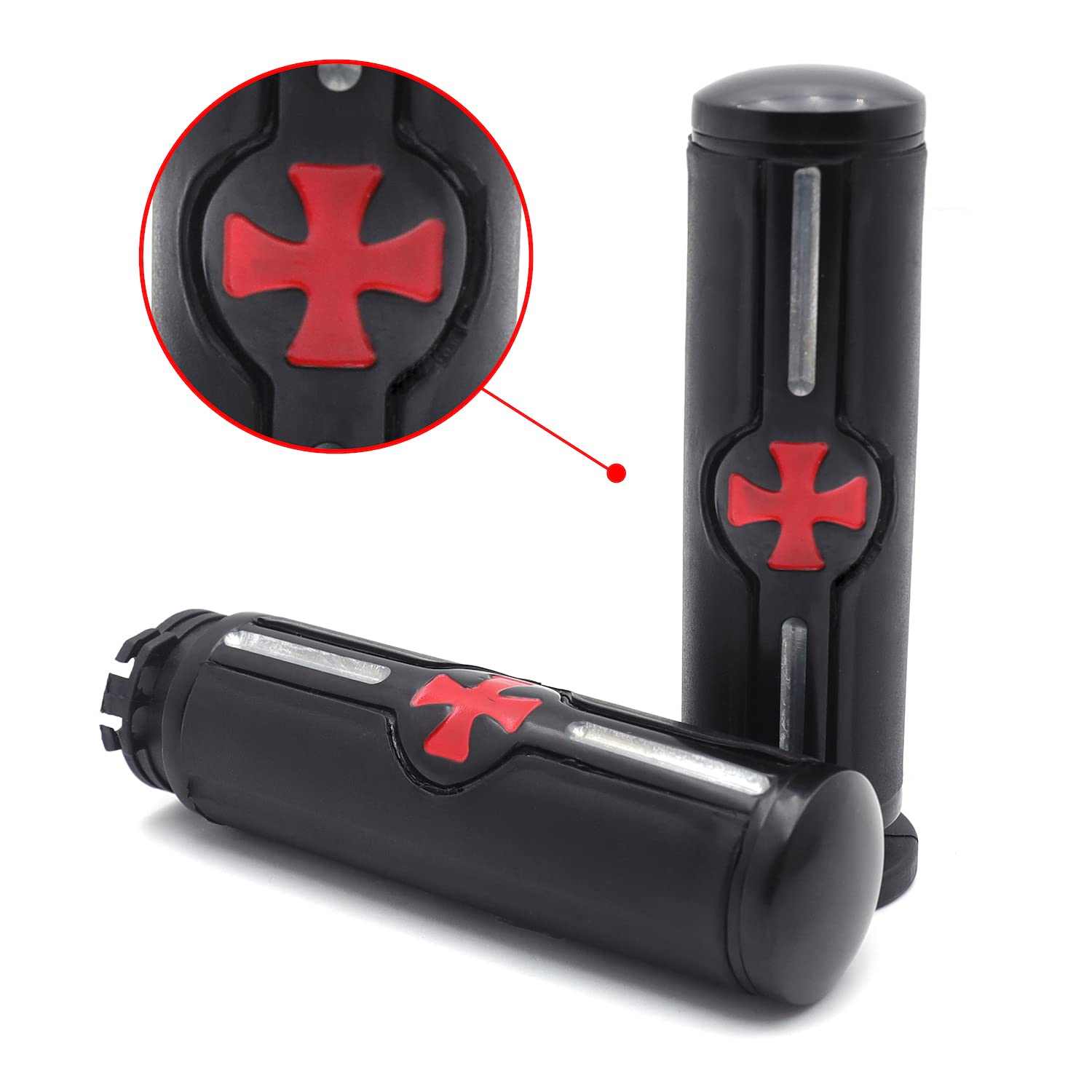 HTTMT MT291-021A- Motorcycle Black 25mm 1" Handlebar Cross grips Compatible with Harley 96-later VRSC, XL, XR, Dyna, Softail (except FLSTSE2/3,