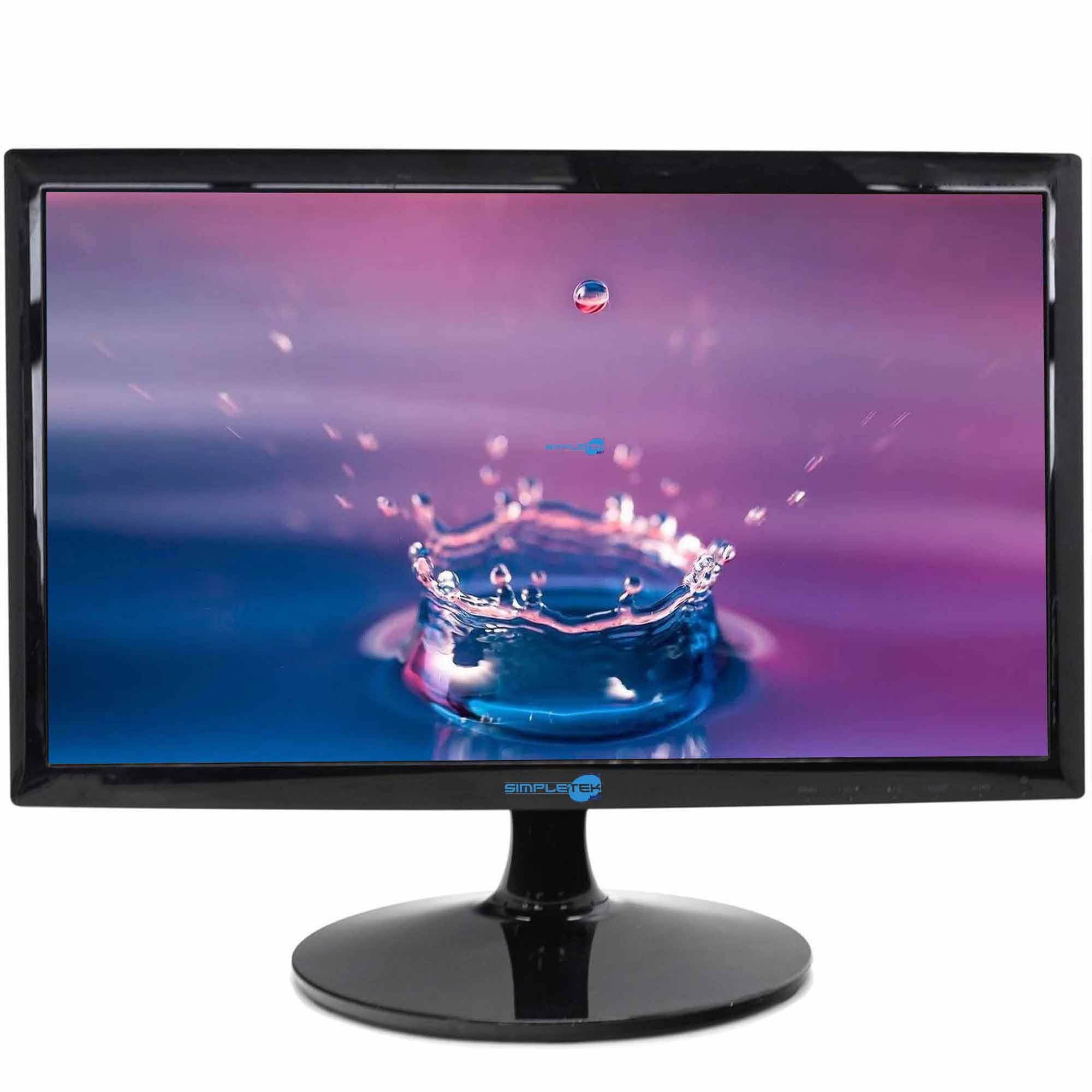 SIMPLETEK - Monitor Nero LCD 19" HD 16:9 - Widescreen - VGA | Perfetto per applicazioni domestiche e d’ufficio | Base inclusa (Ricondizionato)