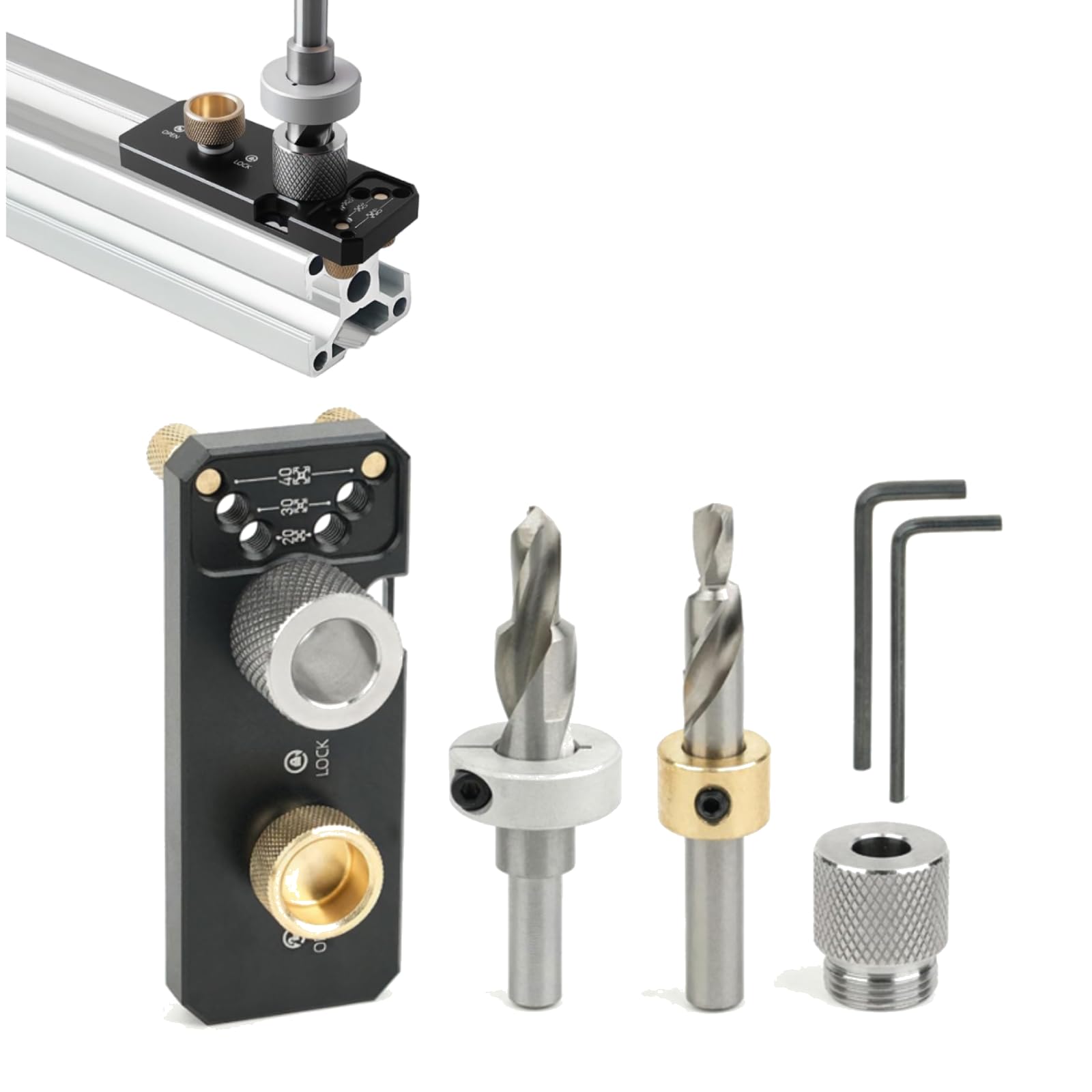 3-in-1 Aluminum Profile Drill Guide Jig, 2020 2040 3030 Aluminum Drill Block Drilling Guide