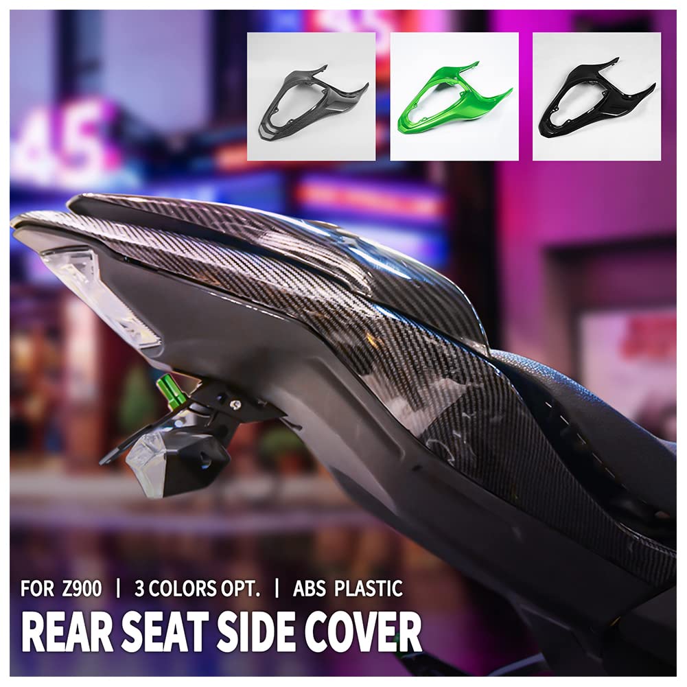 Cubierta de carenado para asiento trasero de cola de pato superior de moto, protector de paneles laterales de asiento de pasajero para Z900 Z 900 Z-900 2017 2018 2019 2020 2021 2022 2023 (Negro)
