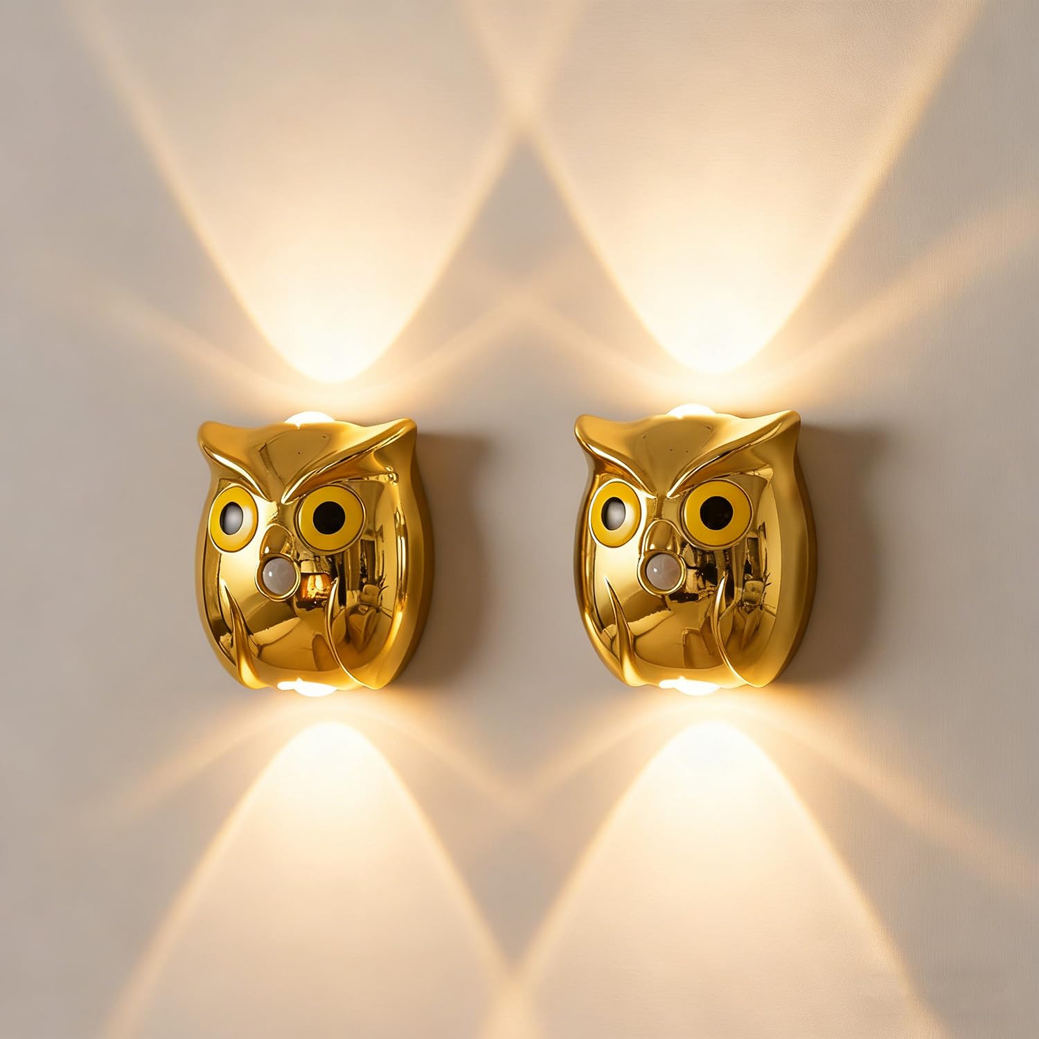 EaEa Luce Notturna a LED con Sensore di Movimento Batteria Gufo Sensore di Movimento Luce Dimmerabile Ricaricabile USB Lampada Notturna Magnetica per Camera dei Bambini Scale Corridoio,D'oro