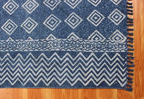 Tapis indien fait main coton Dabu bohème déco