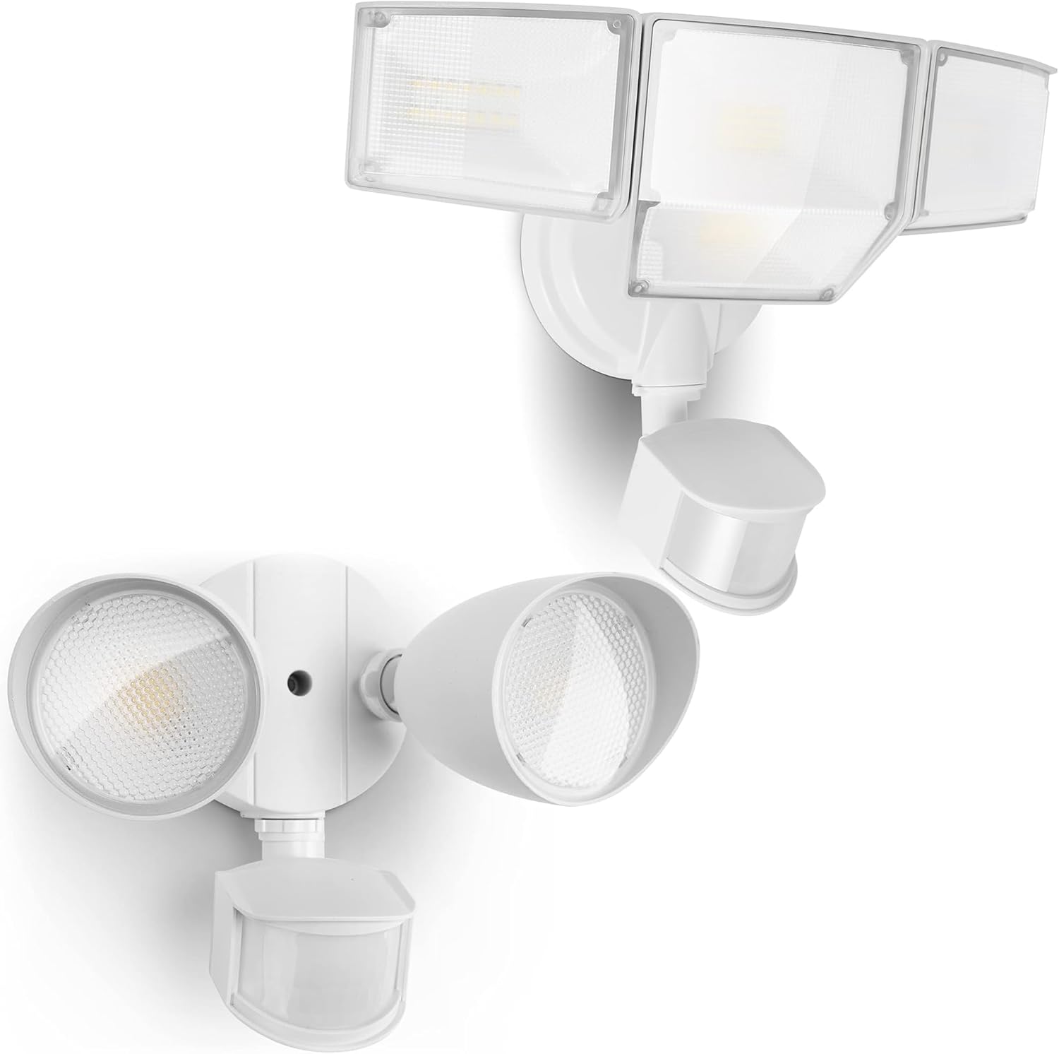 LUTEC 2 Heads and 4 Heads Security Lights Motion Sensor Outdoor Lights, Motion Flood Lights for Outside, House, Garage, Yard (White)