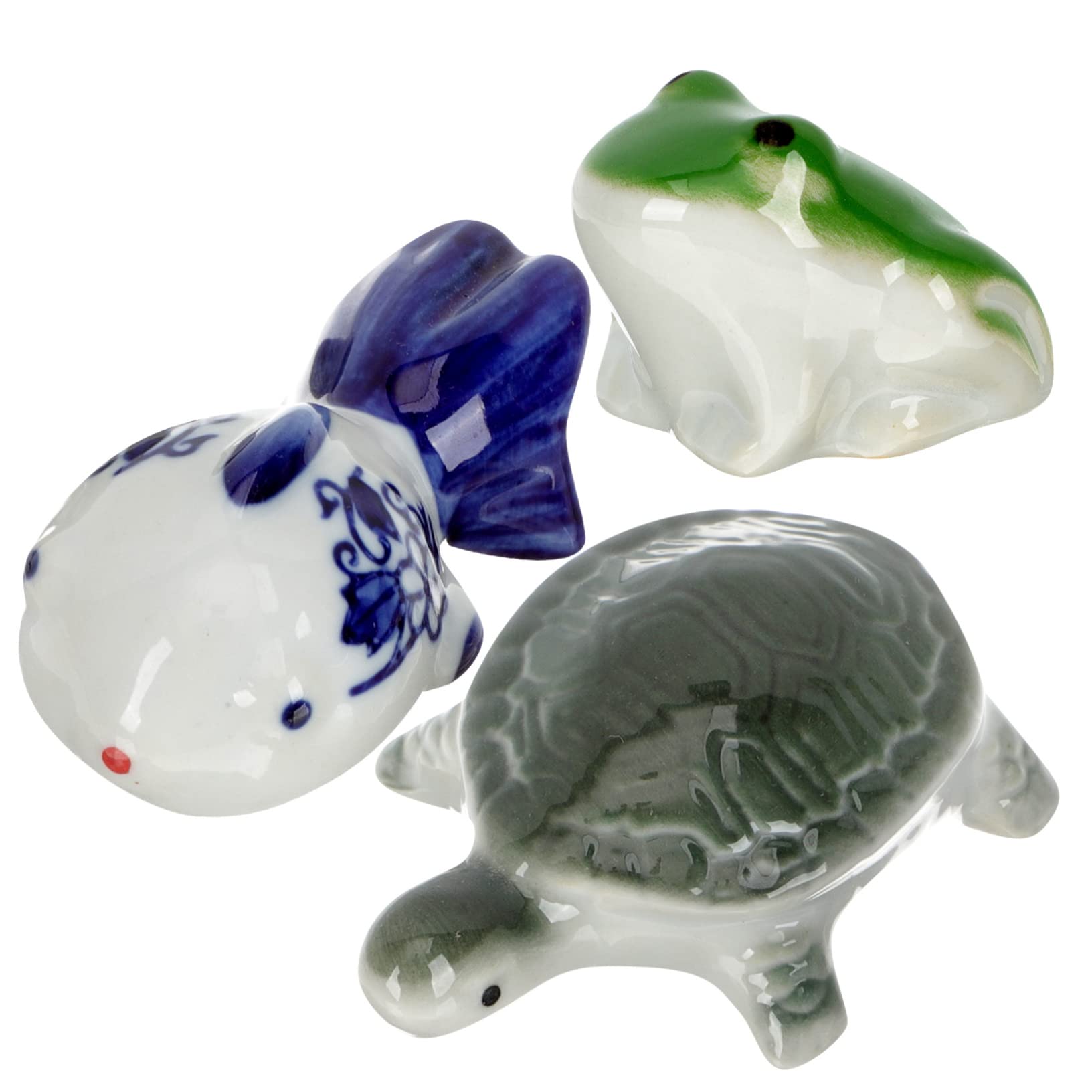 Happyyami 6stücke Schwimmende Fisch Tank Dekoration Keramische Frosch Und Schildkröte Figuren Für Aquarium Niedliche Tier Ornamente Für Lebendige Aquariengestaltung