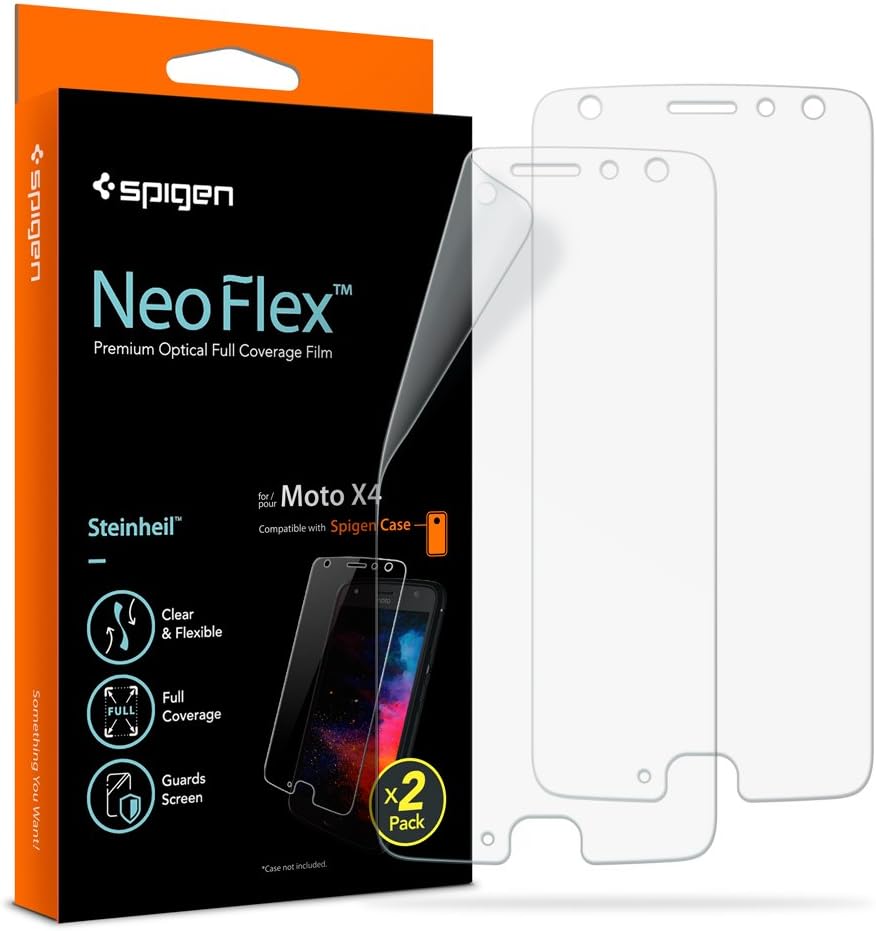 Spigen NeoFlex Moto X4 Screen Protector 2 Pack/Case