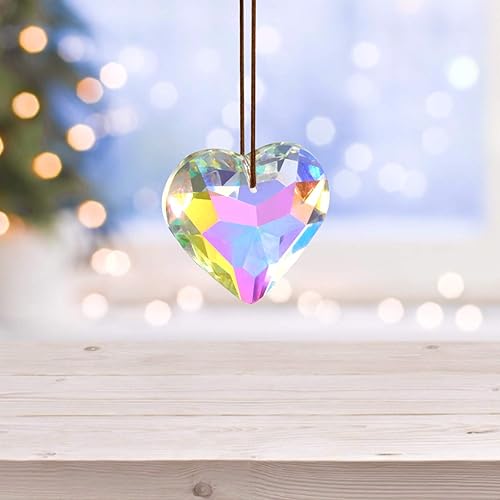 Miniatura 2 de Together-life Paquete de 2 colgantes de prisma de bola de cristal con forma de corazón, atrapasoles de cristal transparente para ventana, decoración