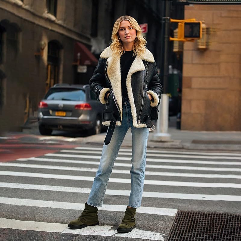 Women Slouchy Ankle Boots - Chunky Low Heel