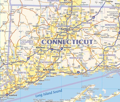 New England Laminated Wall Map (42" Wide By 50” High) #TOP2