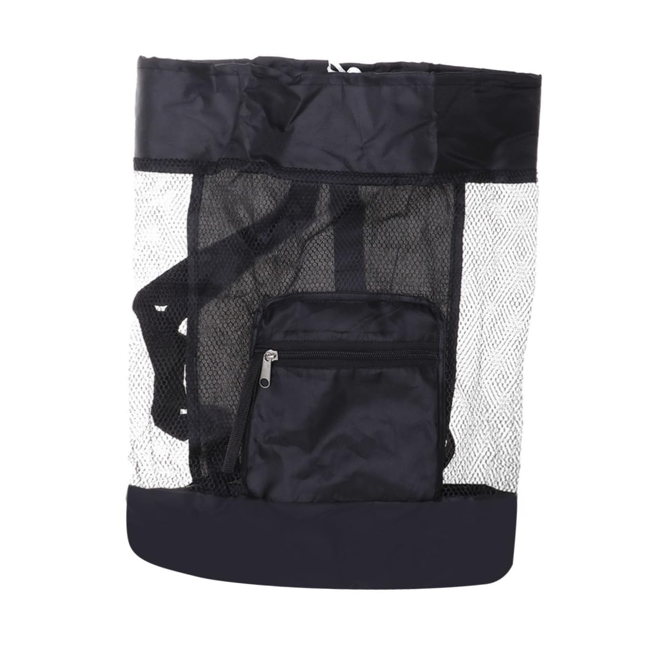 BESPORTBLE Mesh Backpack Beach Tote Bag Foldable Storage for Shells Design for Teens Black for Swimming Outdoor Activities