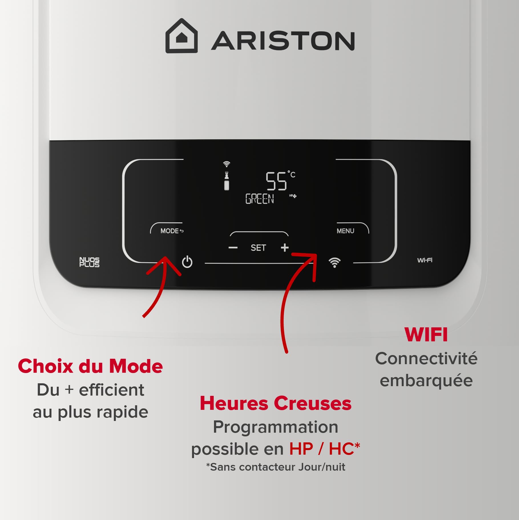Ariston NUOS PLUS S2 WIFI 250L, Chauffe-eau Thermodynamique Gainable A+, 80% d'Économie, COP 3.54 à 7°C, ACI Cuve Titane, Made in France