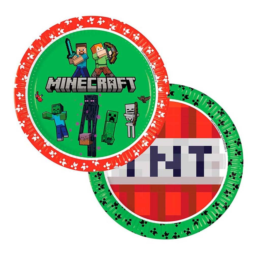 Procos Set Festa Minecraft 37 Pezzi Piatti di Carta, Bicchieri di Carta, Tovaglioli, Tovaglia per Compleanno Bambini