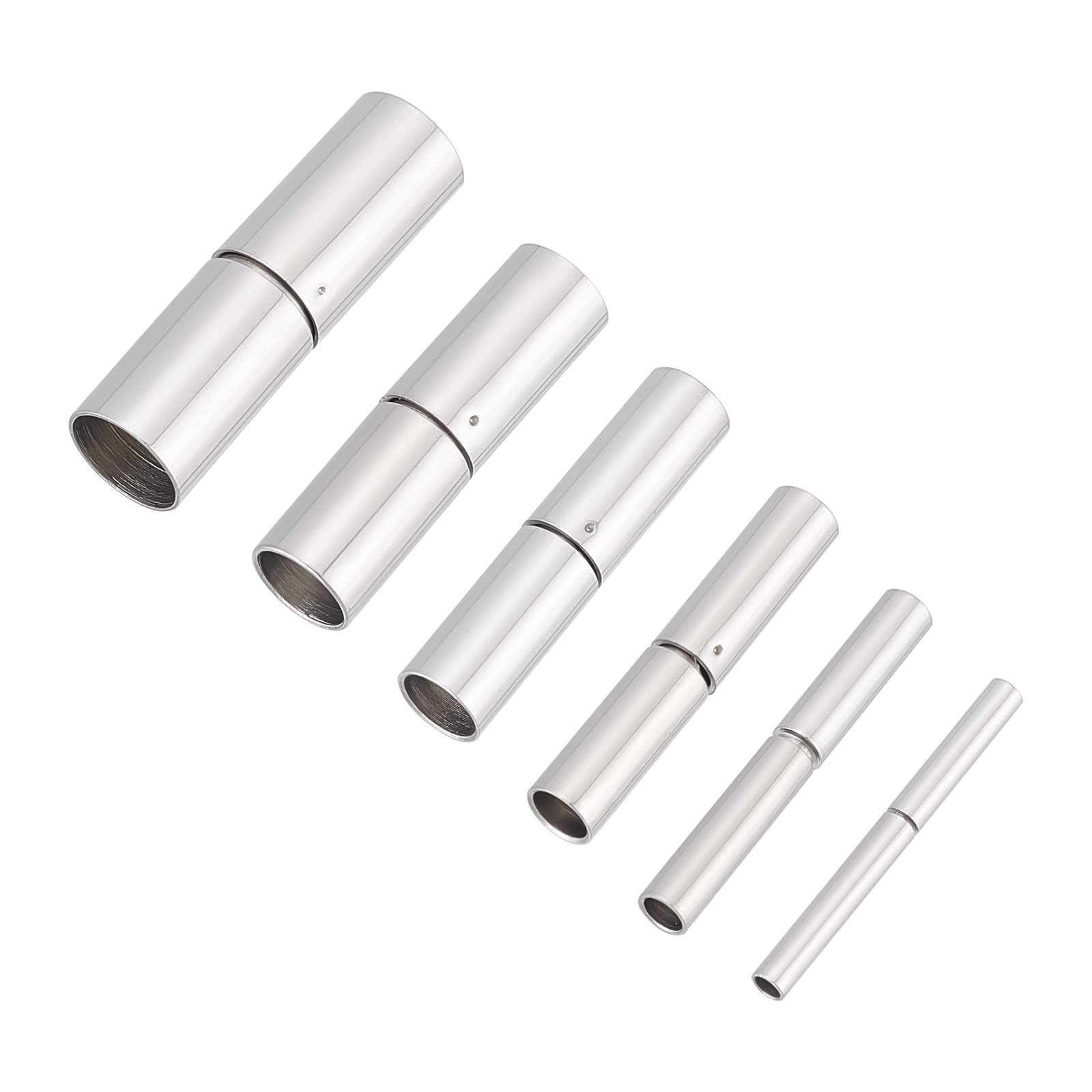 Lot De 10 Fermoirs à Baïonnette En Cuir - Pour Cordon 4/5/6 Mm, Noir, Laiton Et Silicone