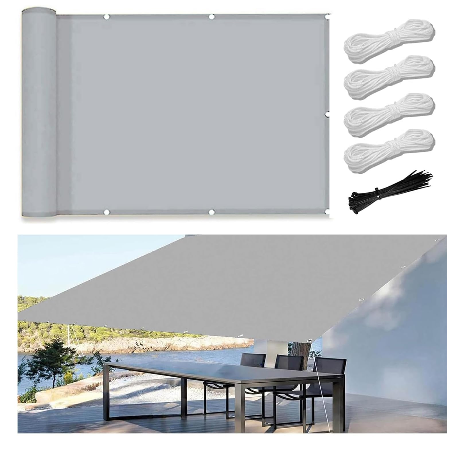 Prostokątny żagiel na patio - 98% ochrony przed promieniowaniem UV, oddychający zadaszenie z przelotkami, do ogrodu, tarasu i balkonu (2,2 x 4 m) - Rozwiązanie przeciwsłoneczne na zewnątrz