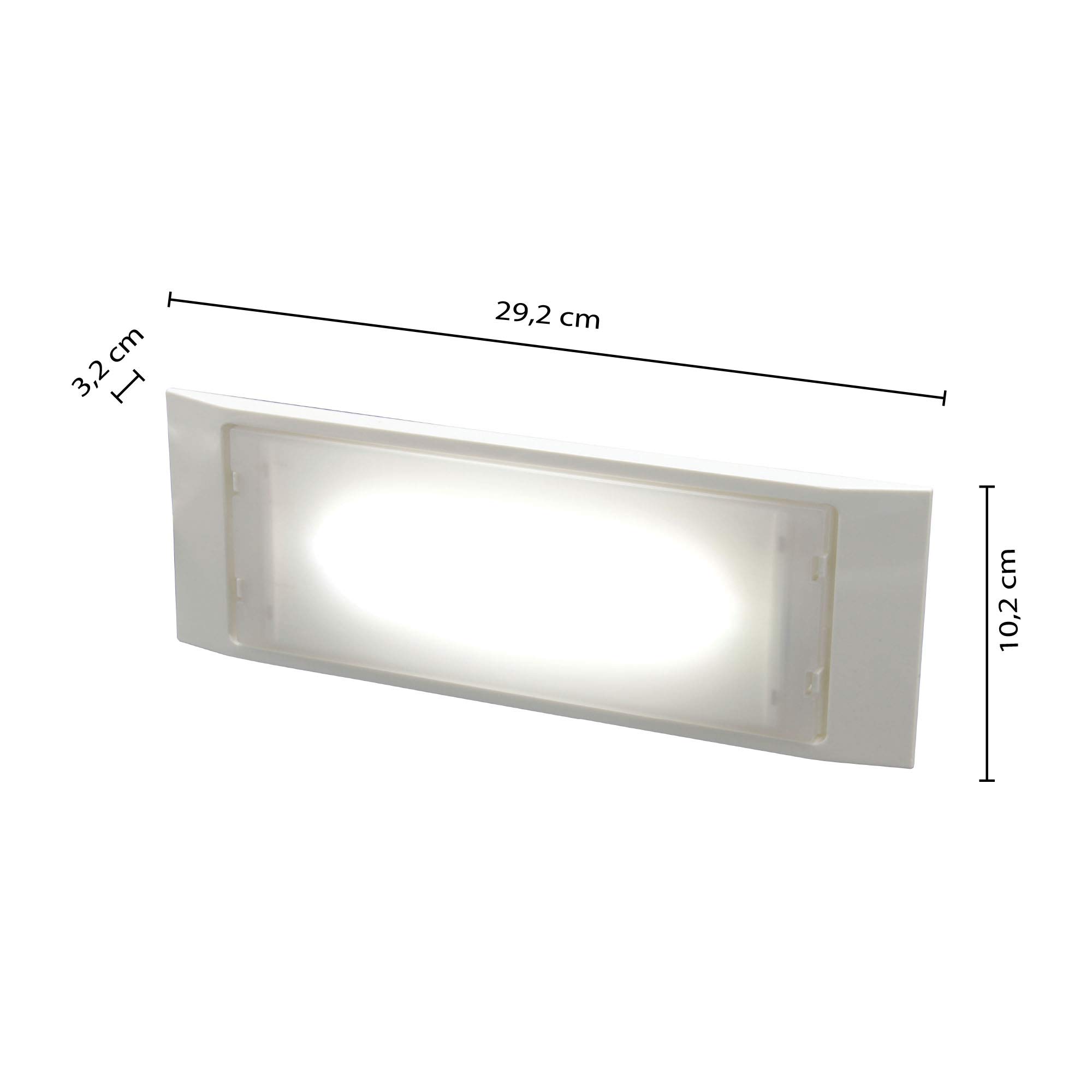 Velamp Holly Lampe d'urgence SA + SE, 140 lumens, autonomie 2 heures. Extra fin : 32 mm d'épaisseur. Intérieur ou extérieur : IP65. Montage en saillie, blanc