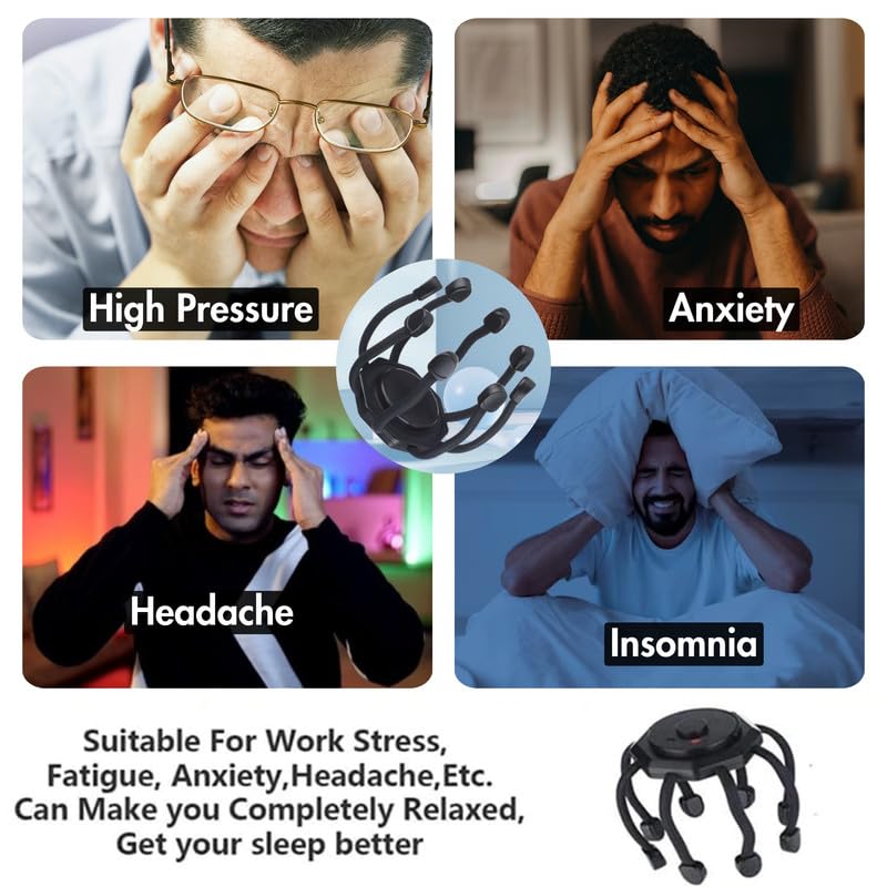 Bliskloud octopus head massage, calms headache, increases sleep, relieves stress. 360? Skull massage | Versatile mode | Lack of stress and anxiety, deep skull massage Bliskloud octopus head massage, calms headache, increases sleep, relieves stress. 360? Skull massage | Versatile mode | Lack of stress and anxiety, deep skull massage