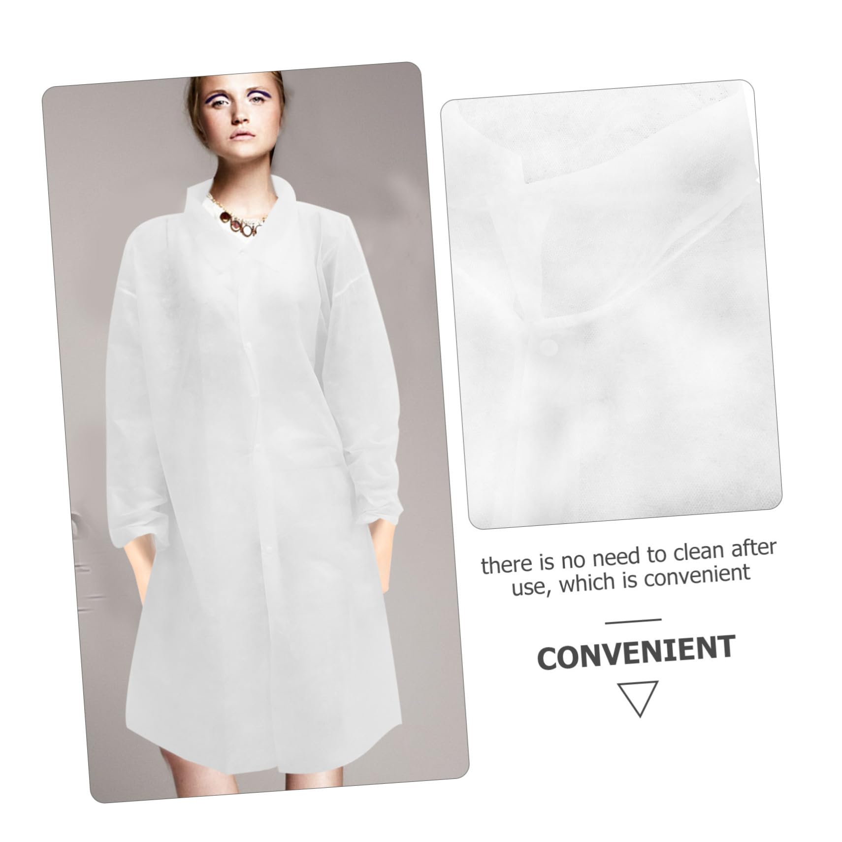 Healeved Camice da Laboratorio Bianco Usa e Getta Non Tessuto, Comodo e Traspirante, Maniche Lunghe, Confezione da 10 Pezzi per Manutenzione e Pittura Stile Casuale