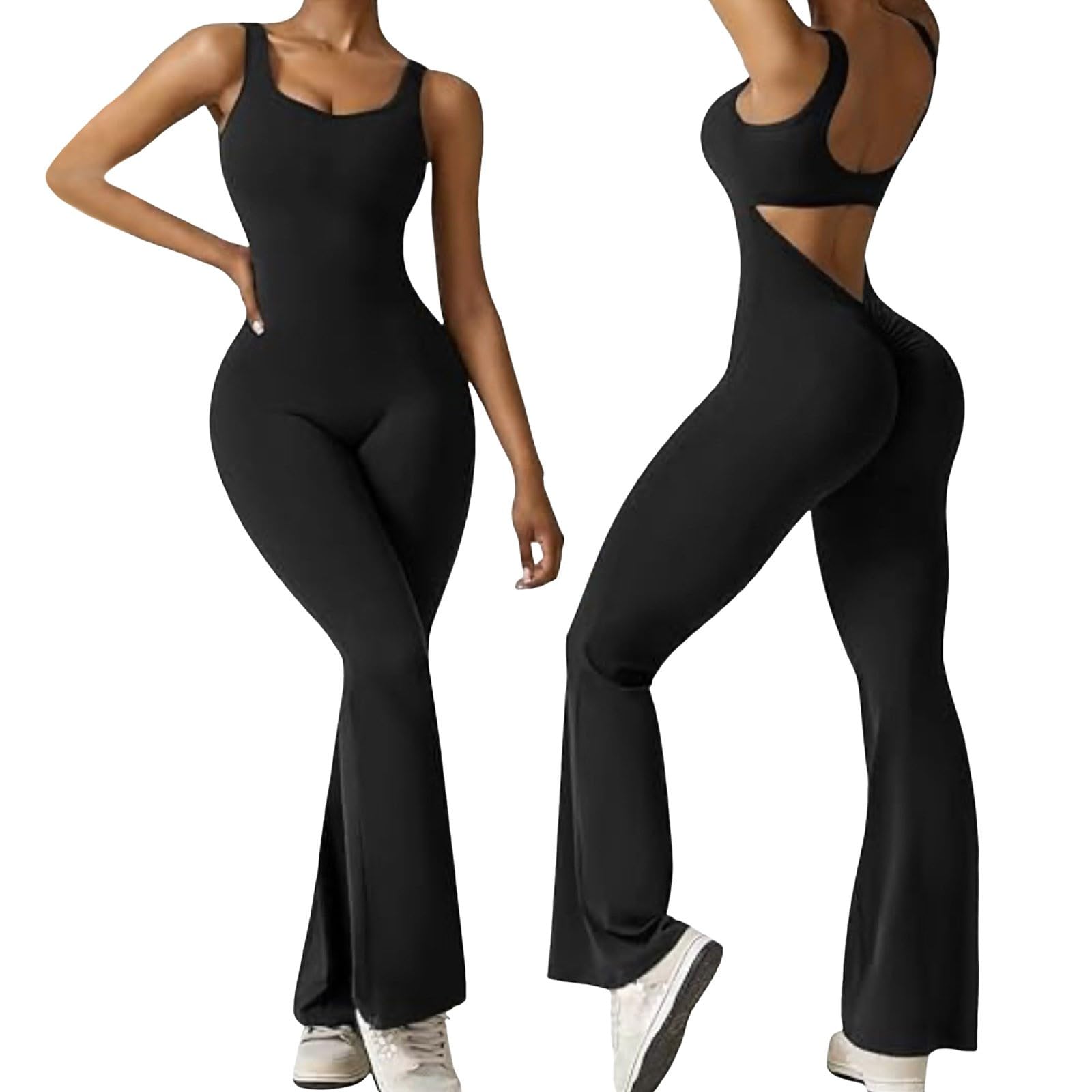 Combinaison Une pièce Femme avec Effet Sculptant fessier, col Rond et Dos Nu, sans Couture, idéale pour Le Yoga, la Gym et Le Quotidien, Taille Unique Extensible